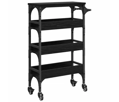 Virtuves Ratiņš Melns Ozolkoks 53 X 20 X 76 Cm Vidaxl