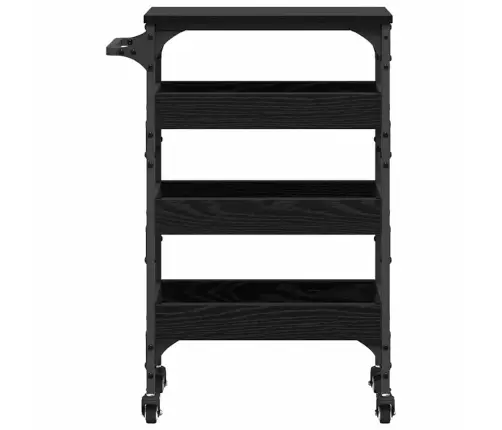 Virtuves Ratiņš Melns Ozolkoks 53 X 20 X 76 Cm Vidaxl