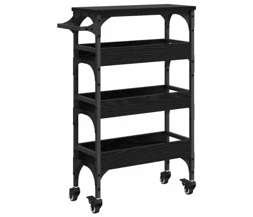 Virtuves Ratiņš Melns Ozolkoks 53 X 20 X 76 Cm Vidaxl