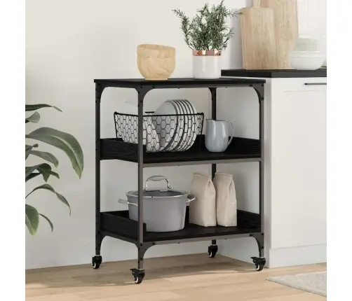 Virtuvės Vežimėlis Juodas Ąžuolas 60 X 41 X 80.5 Cm