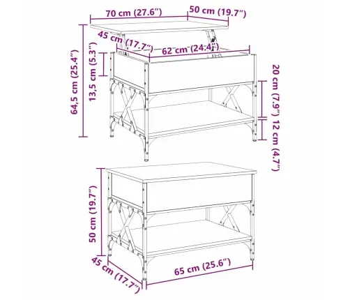 Kafijas Galdiņš Melns Ozolkoks 70X50X50Cm Inženierijas Koks Vidaxl