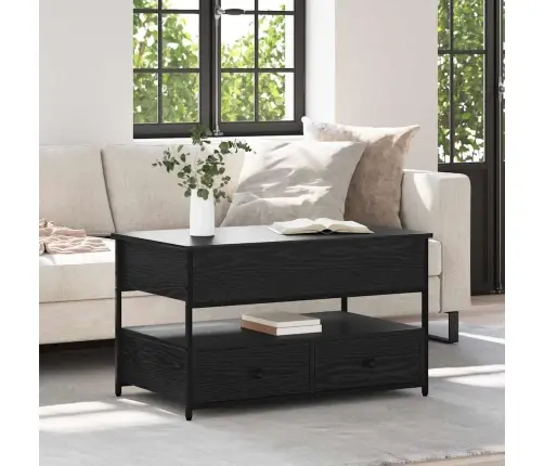 Kafijas Galdiņš Ar Atvilktni Melns Ozolkoks 85 X 50 X 50 Cm Vidaxl