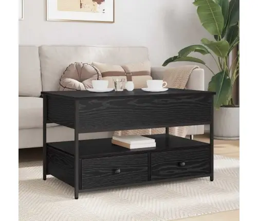 Kafijas Galdiņš Ar Atvilktni Melns Ozolkoks 85 X 50 X 50 Cm Vidaxl