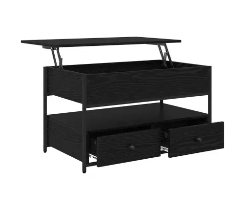 Kafijas Galdiņš Ar Atvilktni Melns Ozolkoks 85 X 50 X 50 Cm Vidaxl