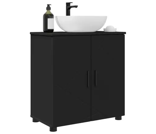 Vannitoa Kapp Uksega Must 61 X 35 X 64 Cm Tehispuit & Metall