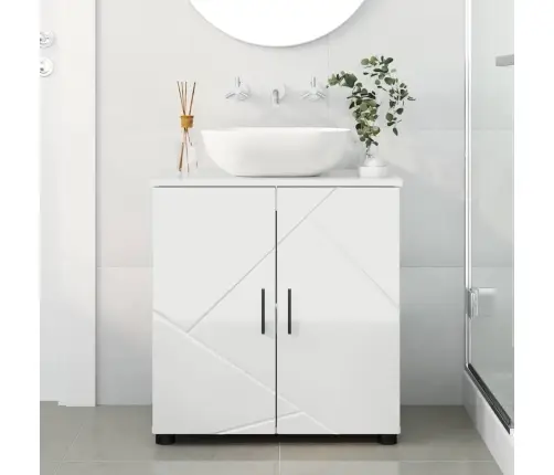 Vannas Istabas Skapītis Ar Durvīm Spīdīgi Balta 61 X 35 X 64 Cm Vidaxl