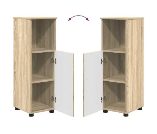 Vannitoa Kapp Riiuliga Sonoma Tamm 30 X 35 X 95 Cm Tehispuit