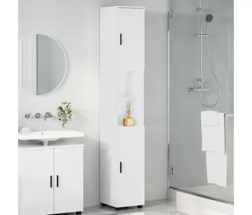 Vonios Spintelė Aukštai Blizganti Balta 30 X 35 X 192 Cm