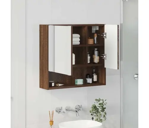 Spoguļu Skapis Brūna Ozolkoka 59 X 17 X 55 Cm Inženierijas Koks Vidaxl
