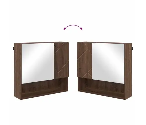 Spoguļu Skapis Brūna Ozolkoka 59 X 17 X 55 Cm Inženierijas Koks Vidaxl