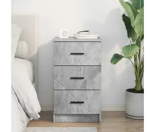 Nakts Skapītis Betona Pelēka 38 X 38 X 66 Cm Inženierijas Koks Vidaxl