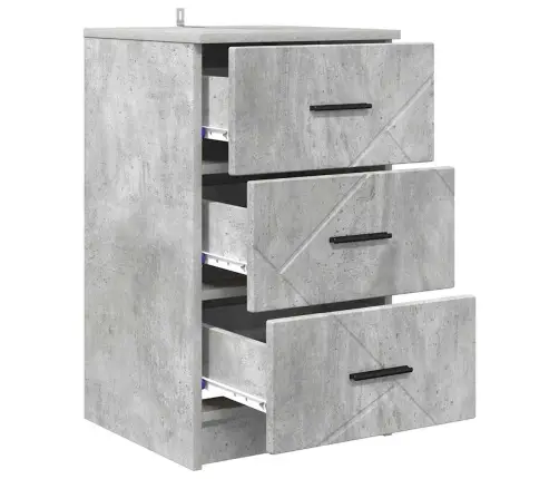 Nakts Skapītis Betona Pelēka 38 X 38 X 66 Cm Inženierijas Koks Vidaxl