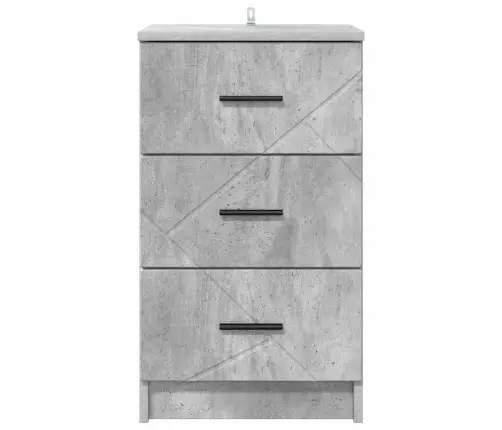 Nakts Skapītis Betona Pelēka 38 X 38 X 66 Cm Inženierijas Koks Vidaxl