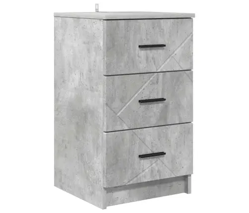 Nakts Skapītis Betona Pelēka 38 X 38 X 66 Cm Inženierijas Koks Vidaxl