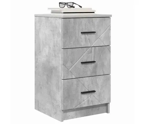 Nakts Skapītis Betona Pelēka 38 X 38 X 66 Cm Inženierijas Koks Vidaxl