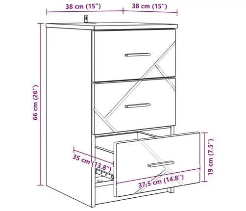 Nakts Skapītis Vecs Koks 38 X 38 X 66 Cm Inženierijas Koks Vidaxl
