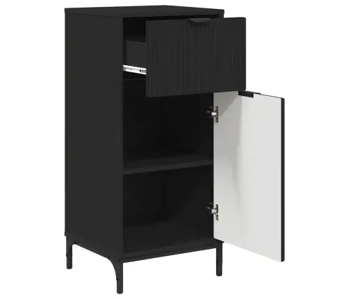 Vannitoa Kapp Uksega Must 39,5 X 36 X 88 Cm Tehispuit & Metall