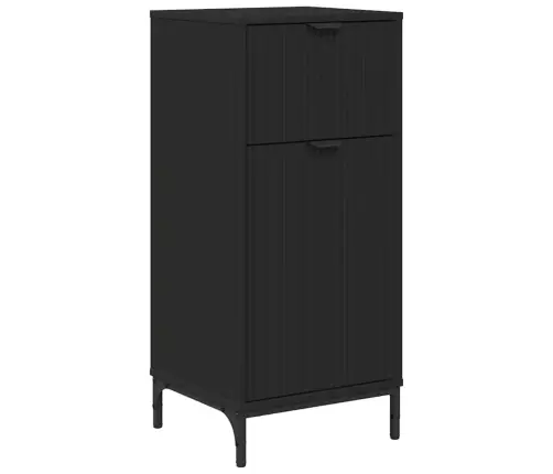 Vannitoa Kapp Uksega Must 39,5 X 36 X 88 Cm Tehispuit & Metall