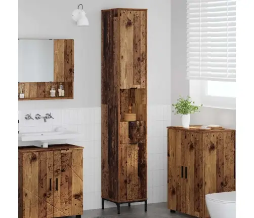 Vannas Istabas Augstais Skapis Vecs Koks 31.5 X 33 X 190 Cm Vidaxl