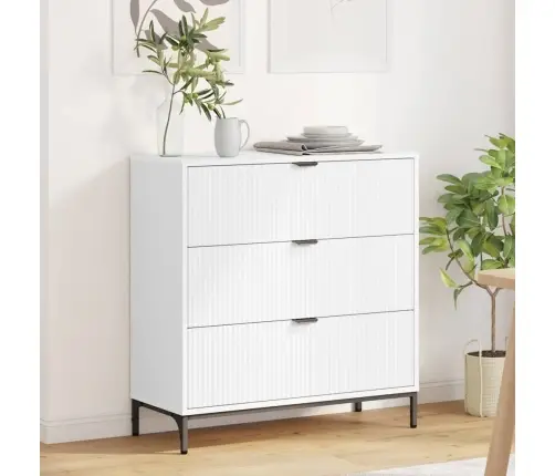 Puse Ar Atvilktni Balts 79.5 X 33 X 82 Cm Inženierijas Koks Vidaxl