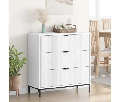 Puse Ar Atvilktni Balts 79.5 X 33 X 82 Cm Inženierijas Koks Vidaxl