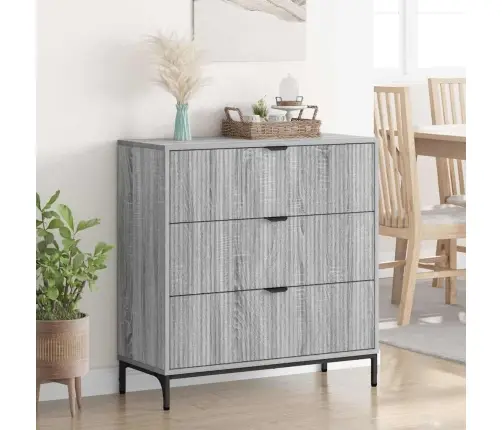 Puse Pelēka Sonomas Ozola 79.5 X 33 X 82 Cm Inženierijas Koks Vidaxl