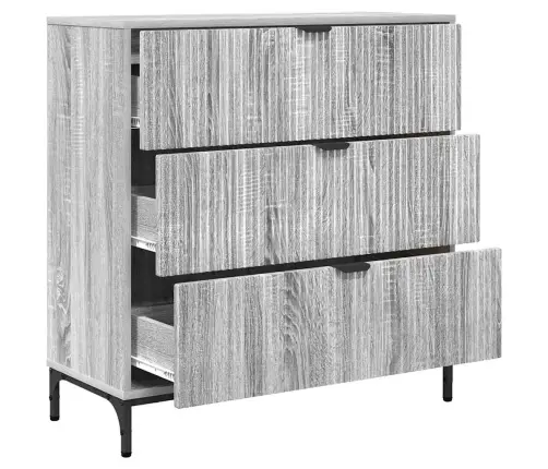 Puse Pelēka Sonomas Ozola 79.5 X 33 X 82 Cm Inženierijas Koks Vidaxl