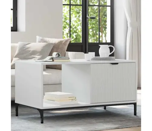 Kafijas Galdiņš Balts 90 X 49 X 46 Cm Inženierijas Koks Vidaxl