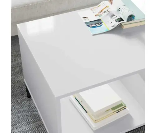 Kafijas Galdiņš Spīdīgi Balta 90 X 49 X 46 Cm Inženierijas Koks Vidaxl