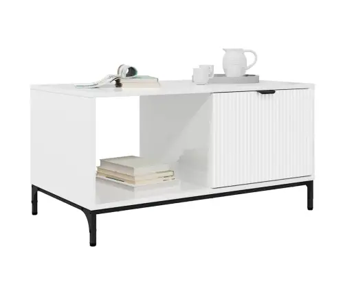 Kafijas Galdiņš Spīdīgi Balta 90 X 49 X 46 Cm Inženierijas Koks Vidaxl