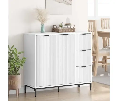 Kabalas Su Stalčių Balta 89.5 X 33 X 82 Cm Apdirbta Mediena