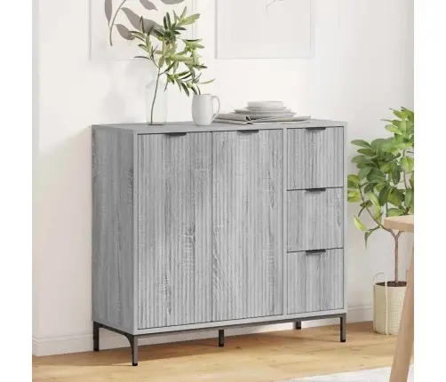 Puse Pelēka Sonomas Ozola 89.5 X 33 X 82 Cm Inženierijas Koks Vidaxl