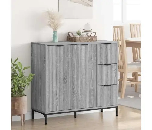 Puse Pelēka Sonomas Ozola 89.5 X 33 X 82 Cm Inženierijas Koks Vidaxl