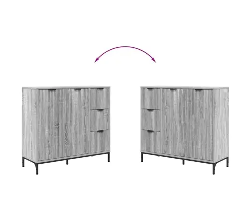 Puse Pelēka Sonomas Ozola 89.5 X 33 X 82 Cm Inženierijas Koks Vidaxl