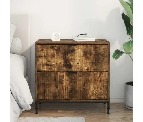 Naktsgaldiņš Ar Atvilktni Dūmakaina Ozolkoka 63.5 X 36 X 61 Cm Vidaxl