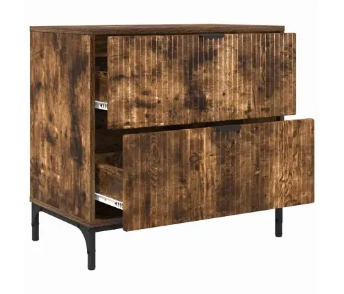 Naktsgaldiņš Ar Atvilktni Dūmakaina Ozolkoka 63.5 X 36 X 61 Cm Vidaxl