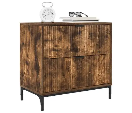 Naktsgaldiņš Ar Atvilktni Dūmakaina Ozolkoka 63.5 X 36 X 61 Cm Vidaxl