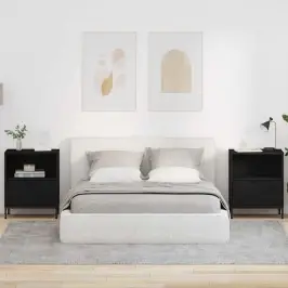 Nakts Skapīši 2 Pcs Melna 49 X 36 X 61 Cm Inženierijas Koks Vidaxl