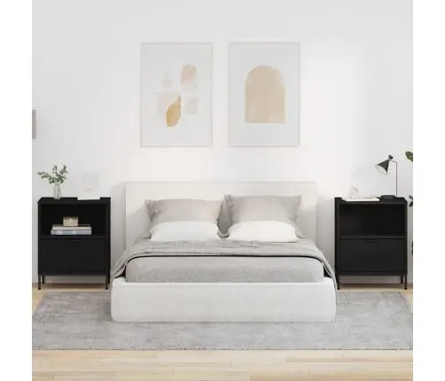 Nakts Skapīši 2 Pcs Melna 49 X 36 X 61 Cm Inženierijas Koks Vidaxl