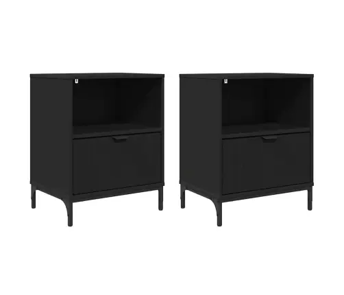 Nakts Skapīši 2 Pcs Melna 49 X 36 X 61 Cm Inženierijas Koks Vidaxl