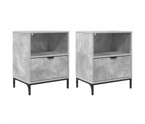 Nakts Skapīši Ar Atvilktni 2 Pcs Betona Pelēka 49 X 36 X 61 Cm Vidaxl