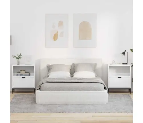 Nakts Skapīši Ar Atvilktni 2 Pcs Spīdīgi Balta 49 X 36 X 61 Cm Vidaxl