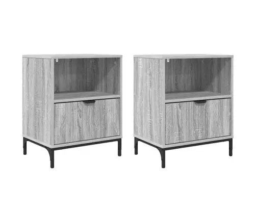 Naktiniai Staliukai 2 Pcs Pilka Sonoma Ąžuolo 49 X 36 X 61 Cm