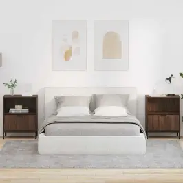 Nakts Skapīši Ar Atvilktni 2 Pcs Brūna Ozolkoka 49 X 36 X 61 Cm Vidaxl