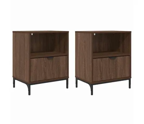 Nakts Skapīši Ar Atvilktni 2 Pcs Brūna Ozolkoka 49 X 36 X 61 Cm Vidaxl
