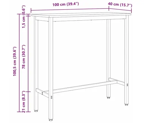 Galds Vecs Koks 100 X 40 X 100,5 Cm Inženieru Koks Un Tērauds Vidaxl