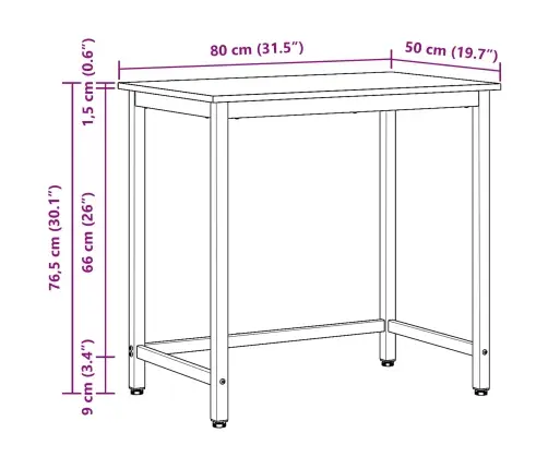 Galds Dūmaka Ozols 80 X 50 X 76,5 Cm Inženieru Koks Un Tērauds Vidaxl