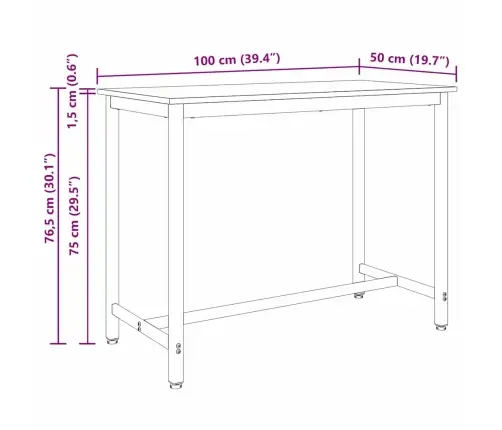 Galds Dūmaka Ozols 100 X 50 X 76,5 Cm Inženieru Koks Un Tērauds Vidaxl