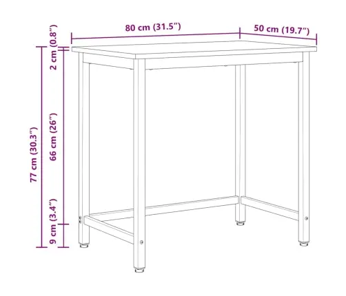 Staliuku Natūrali 80 X 50 X 77 Cm Inžinerinė Mediena Ir Plienas