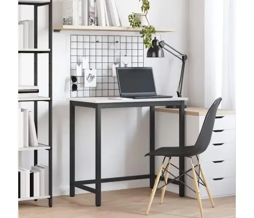 Laud Valge 80 X 50 X 77 Cm Töödeldud Puit Ja Teras